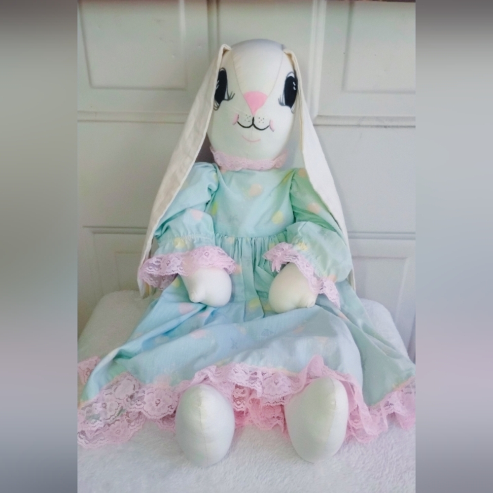 Vintage Handmade Cotton Stuffed Bunny